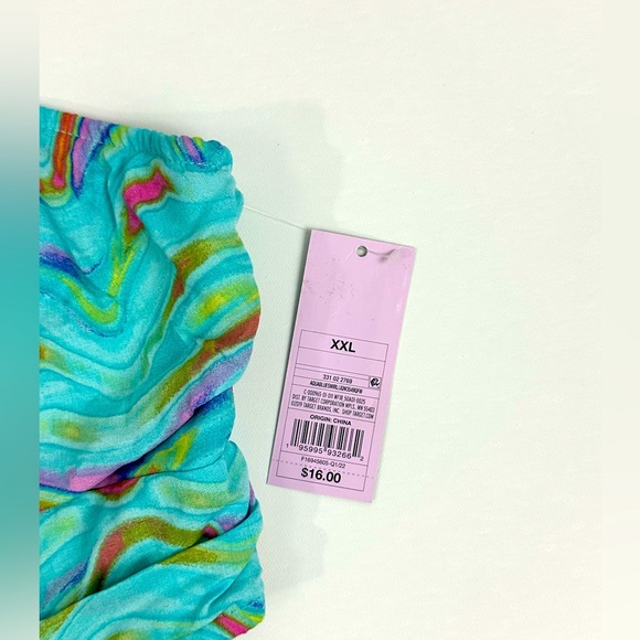 Wild fable Aqua Blue Swirl Keyhole Halter Bandeau Top Elastic Back XXL - Picture 8 of 9